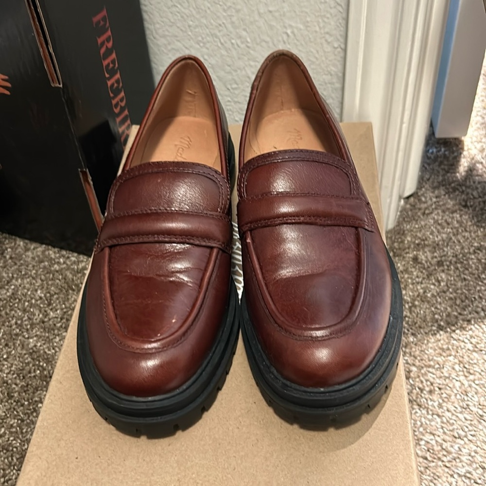 Madewell Chunky Lugsole Loafers Size 7 Cherry Wood